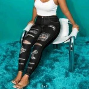 High Waist Frayed Skinny Jeans